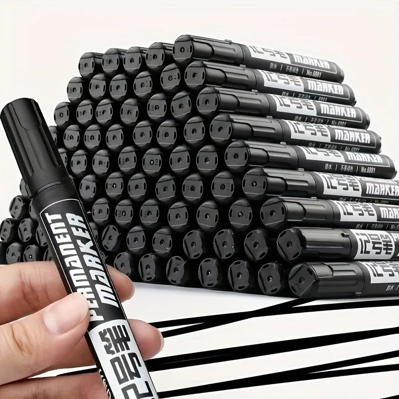 10-Pack Black Permanent Markers – Waterproof & Bold
