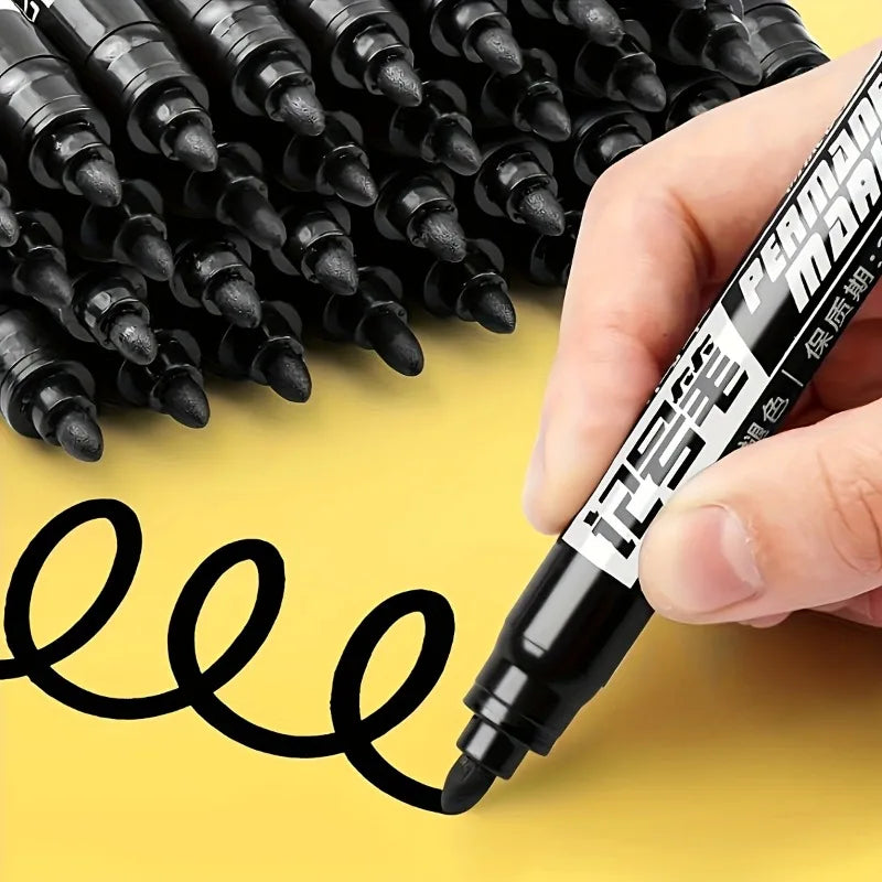10-Pack Black Permanent Markers – Waterproof & Bold