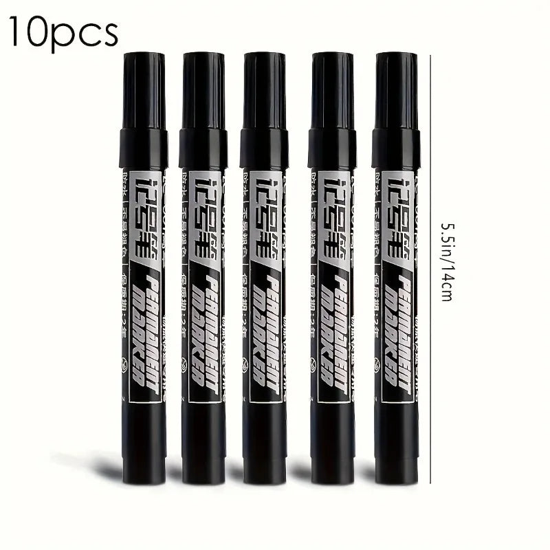 10-Pack Black Permanent Markers – Waterproof & Bold